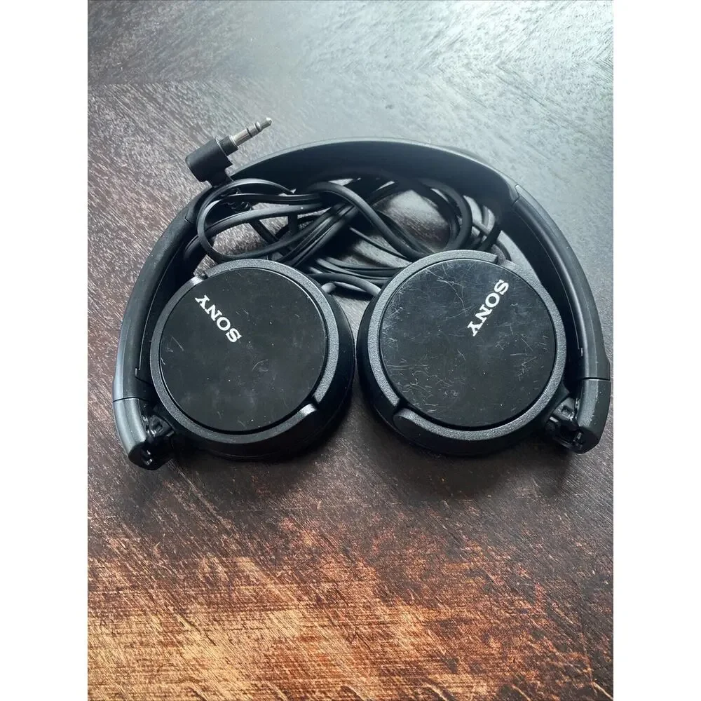 Sony Foldable Headphones MDR-ZX110 Over Ear Adjustable Black Wired Tested & Work